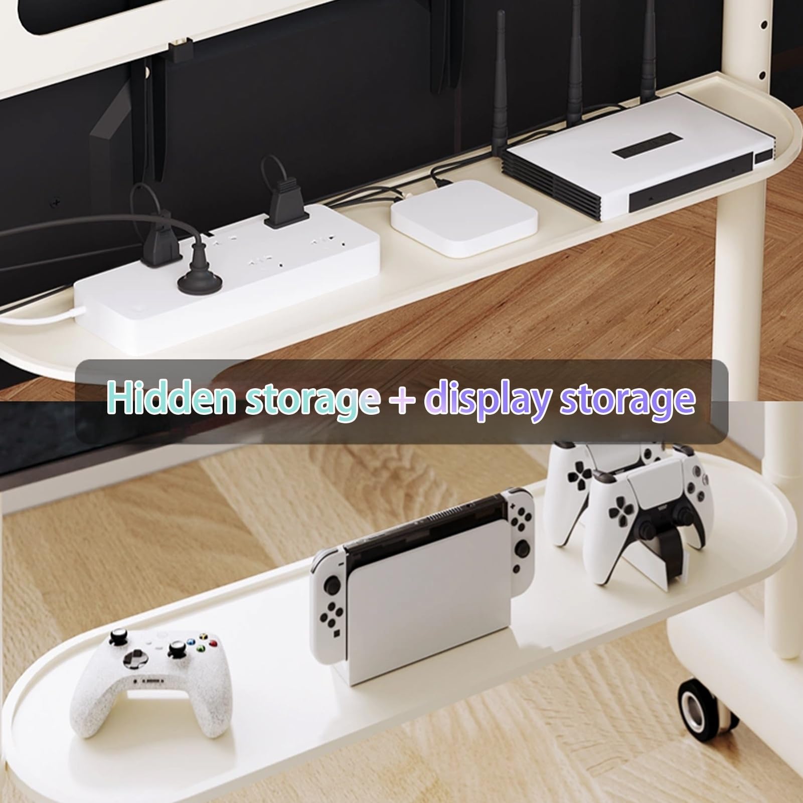 Soporte TV Pie, Carrito Portátil con Ruedas, Soporte TV Ruedas para, Altura Ajustable, Suelo con Ruedas e Inclinación, for Casa Y Oficina.(Wit,40-55 Inches)