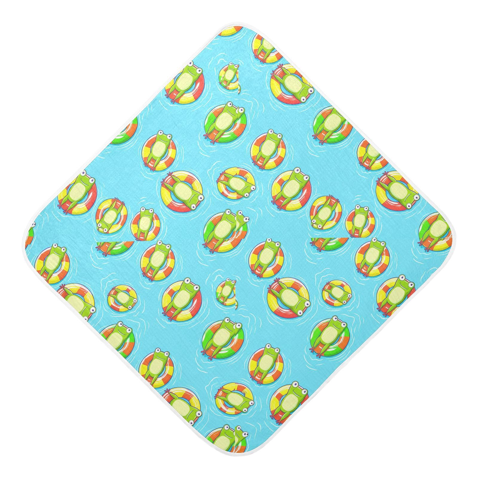 Msyxl Poolside Frogs Hooded Towel - Ultra Soft & Absorbent Muslin Cotton Bath Towel for Babies, Toddlers, Newborn - Boys & Girls Essential 30