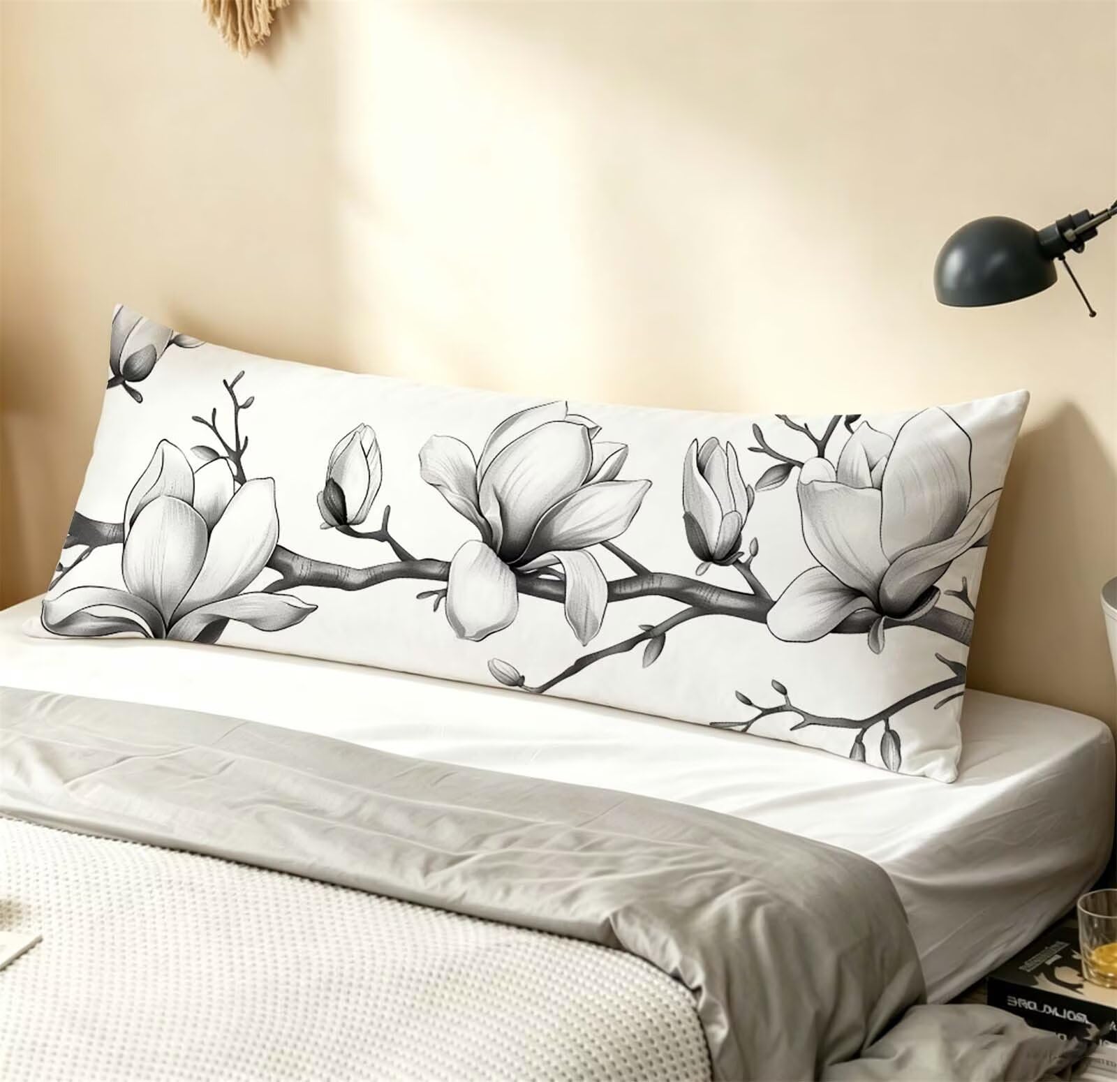Bianco-3 Federe Cuscino Letto 55 x 160 cm, Grande Cuscini per Divano Lino, | Doppia Faccia Stampa, Arco Fodera per Cuscino Decorativa, con Cerniera, Cuscino per Dormire Sul Fianco j-8