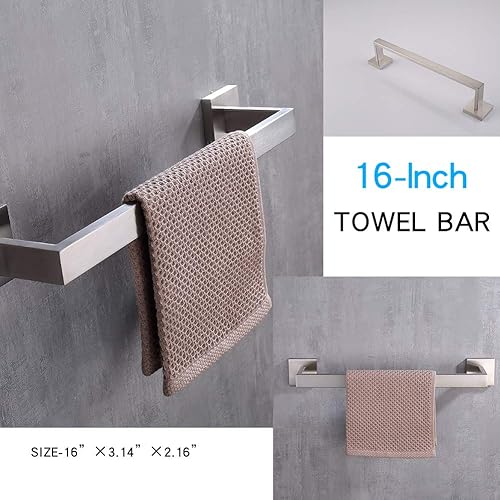 Miniatura 3 de TASTOS Juego de accesorios de baño de 3 piezas de níquel cepillado montado en la pared, juego de accesorios de baño de acero inoxidable de alta