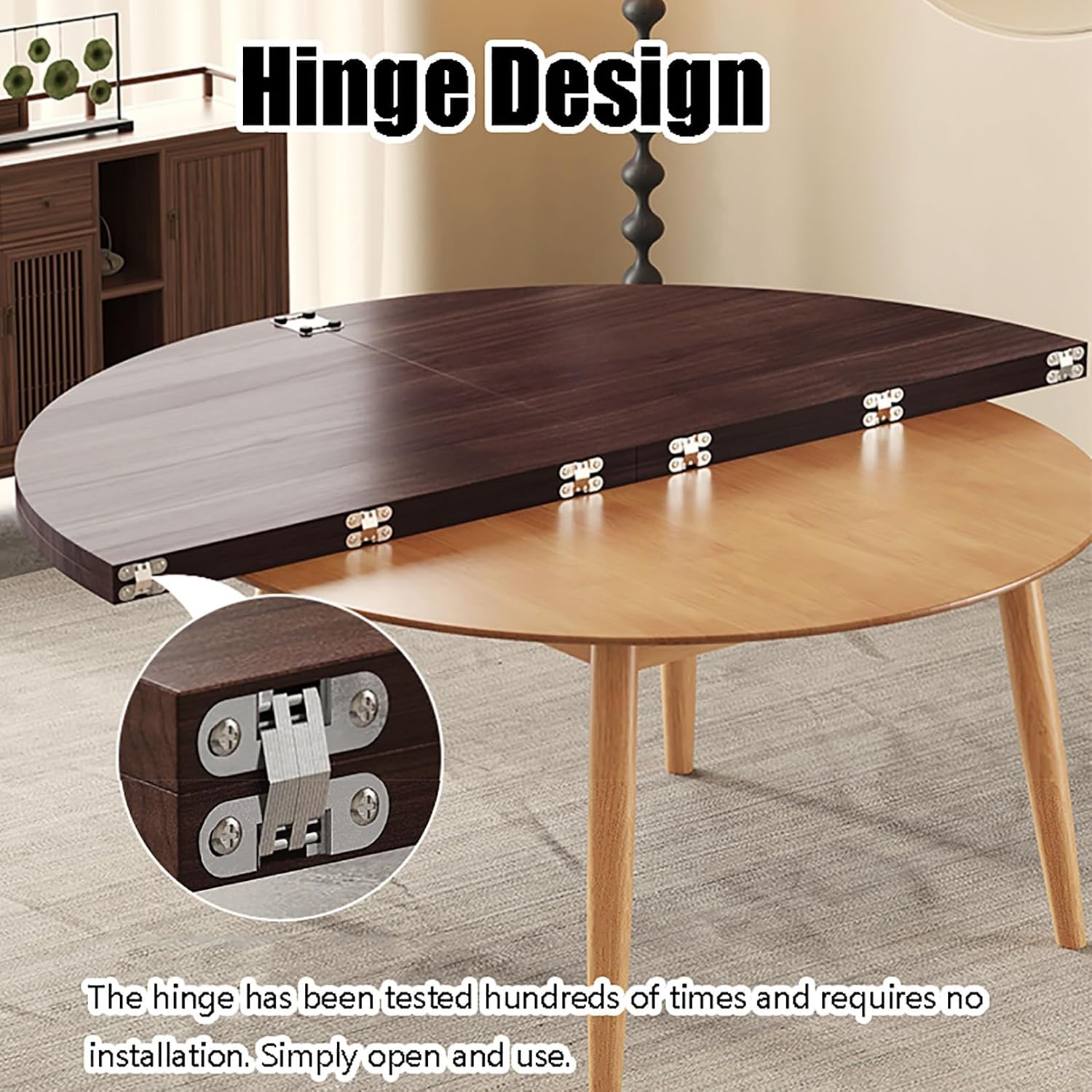 Round Table Top, Replacement Outdoor Tables Tops, Large Round Foldable Table Top No Legs, Tables Tops Replacement，Temporary Extender Folding Tabletop Extender(Brown,D 70.86IN)