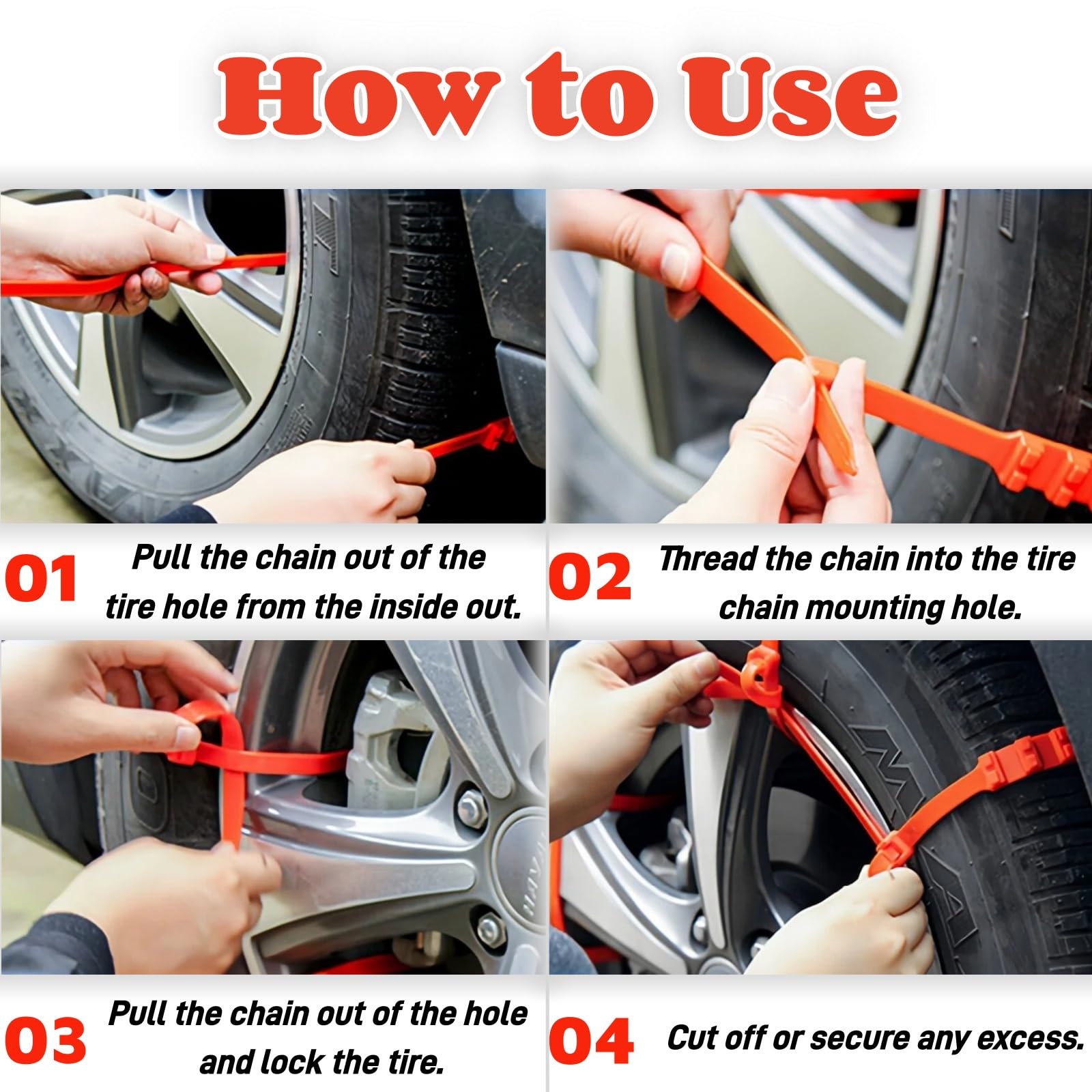 10 Pièces Chaînes Neige Universelles Antidérapantes Nylon, Hiver Pneu Anti-Dérapage Chaînes, Ceinture Pneu Voiture Antidérapante, avec Brosse de Nettoyage, pour SUV, Voiture
