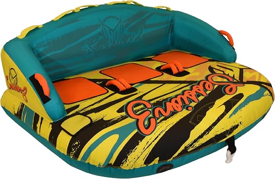 HO Sports Session 3 Towable Tube - 3 Rider Water Tube - Dual Tow Points - Hexa-lite Rip-Stop Nylon - Quick Connect Tow System - Heavy-Duty PVC Bladder