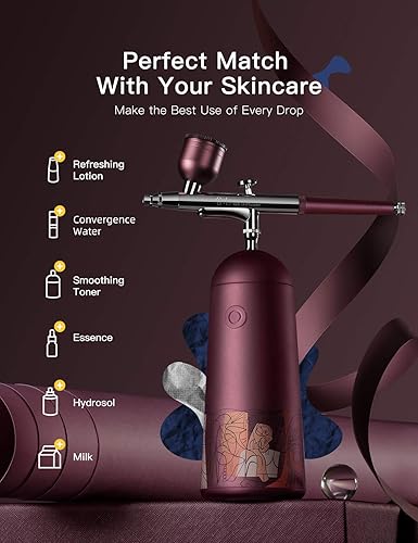 Miniatura 3 de GX Water Shine Skin Boost - Aerógrafo portátil para tratamiento de spa de oxígeno, boquilla de 0.012in de alta presión para el cuidado profundo de