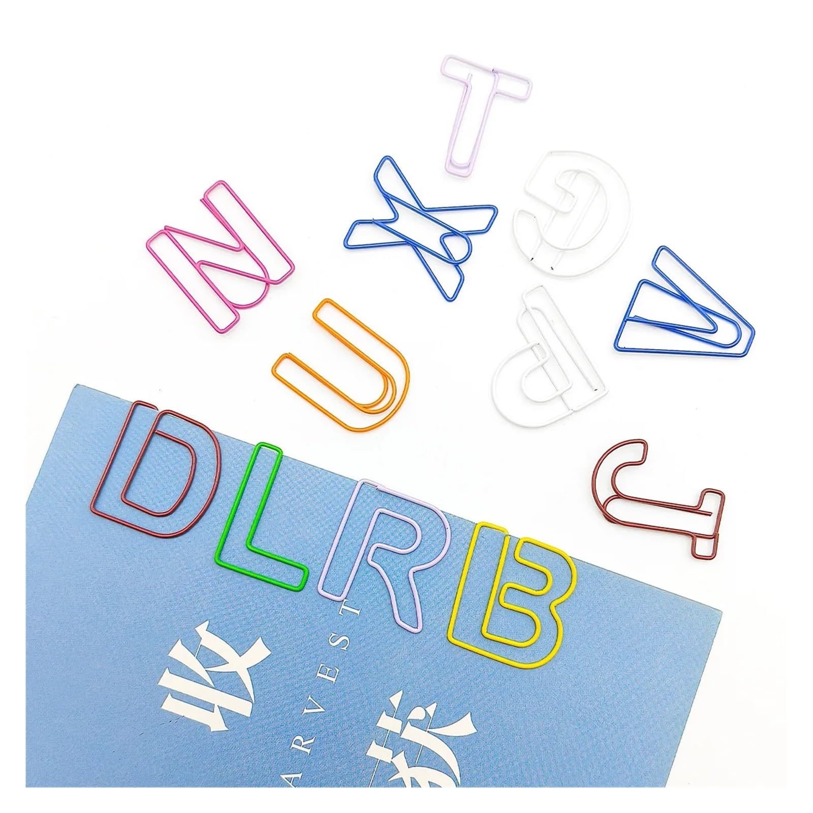 Geformte Büroklammern, 120 Sets, englische Buchstaben, for Seiten, Set, süßes Büro-Bindezubehör, DIY, Namenswörter, Metall
