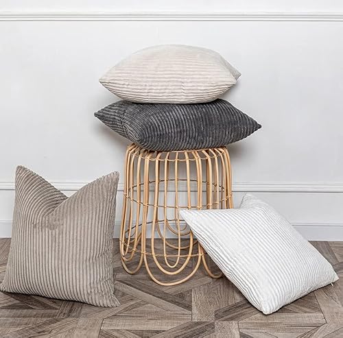 Komollocoe Juego de 4 fundas de almohada neutras primaverales de 18 x 18 pulgadas, de terciopelo bohemio, decorativas, para sofá, sala de estar,