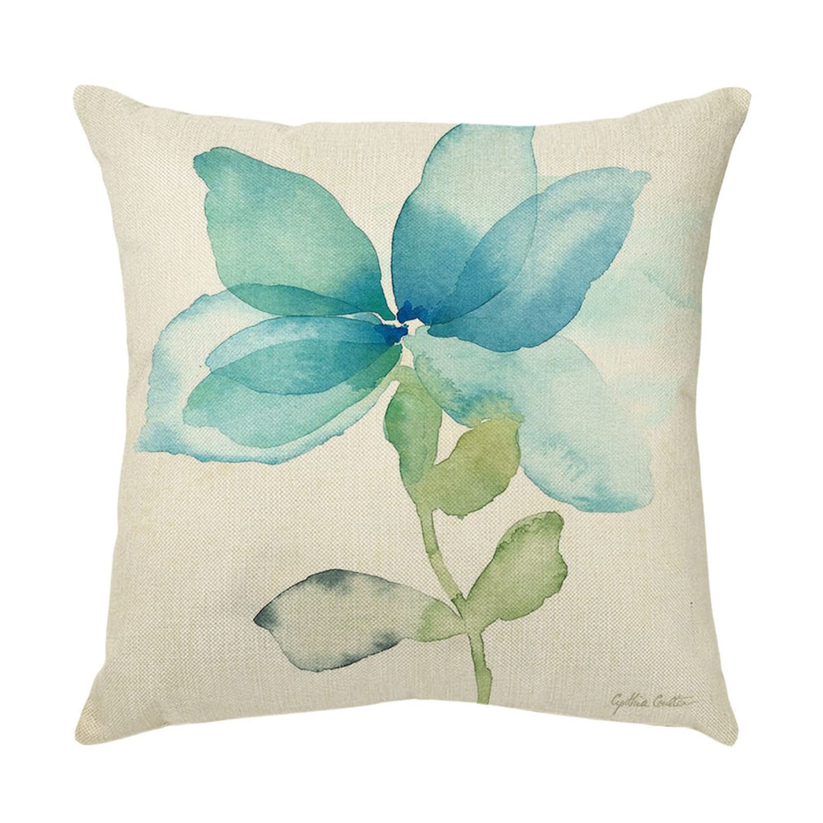 4 Piezas Funda de Almohada Flor Azul Fundas de Cojín Terciopelo Sencillo y Decorativo para Sofá Camas Dormitorio Coche Lino Cojines Throw Pillow Covers 80x80cm/32x32 Inch