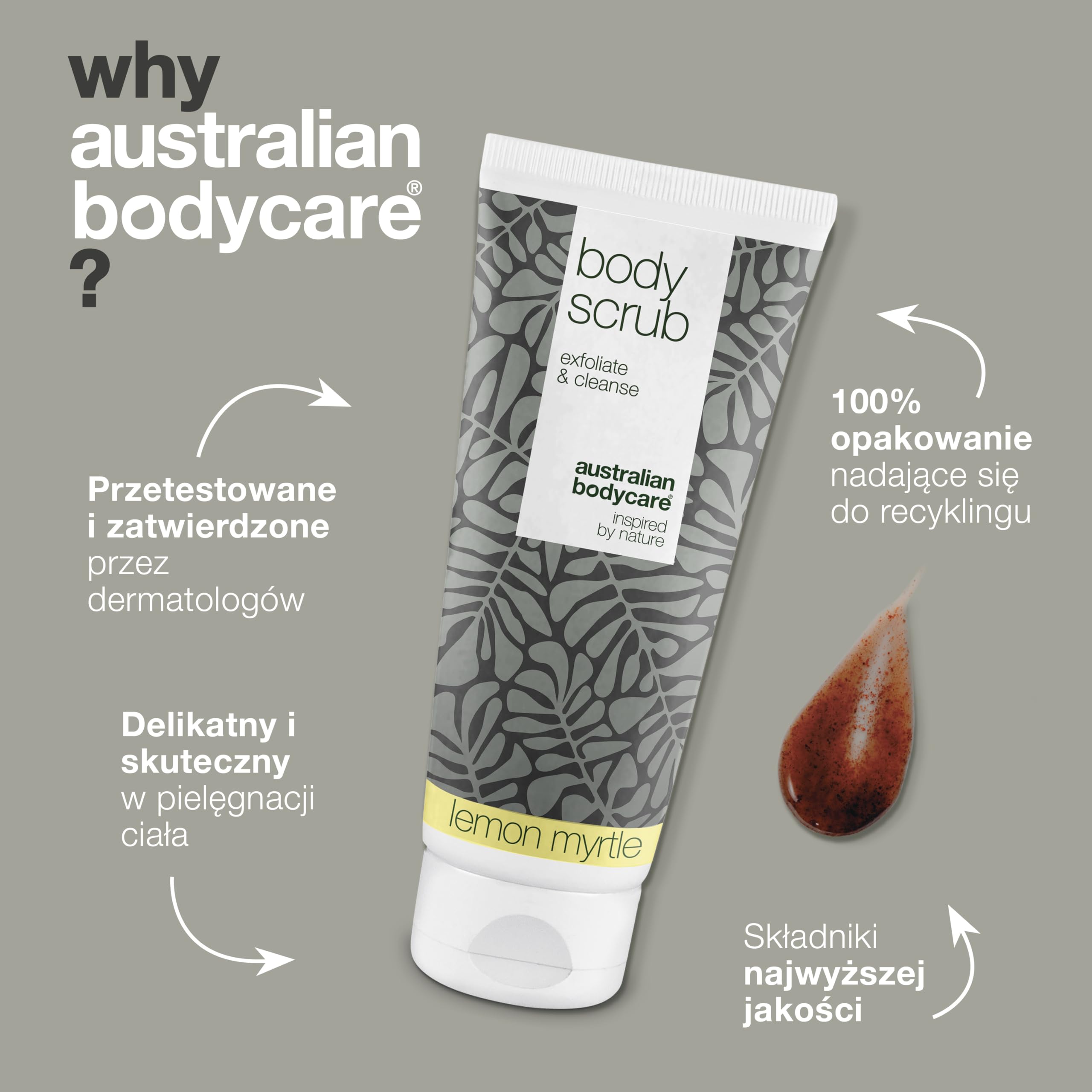 Australian Bodycare Body Scrub, 200ml | Głęboko oczyszczający peeling ze 100% naturalnym Olejkiem z Drzewa Herbacianego | Doskonały do pielęgnacji skóry trądzikowej i zanieczyszczeń na całym ciele