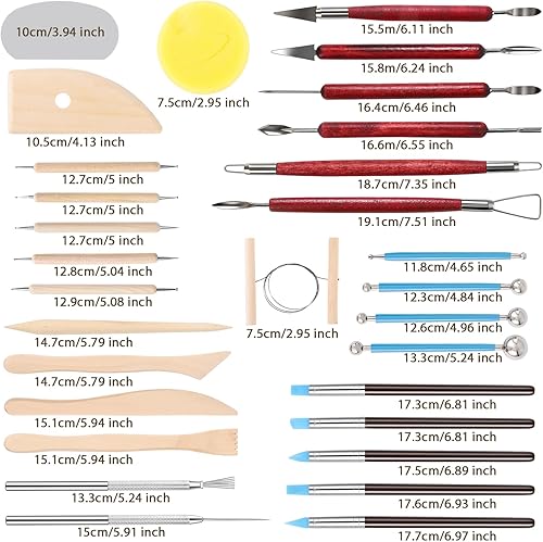 Miniatura 2 de Kit de herramientas de escultura de arcilla, 30 piezas, herramientas de tallado de cerámica para principiantes, expertos, manualidades, herramientas