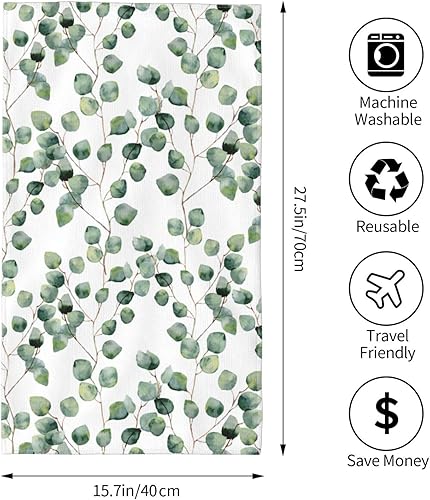 Miniatura 2 de SUPLUCHOM Toalla de mano botaical de hojas florales verdes para baño, cocina, toallas de baño de microfibra con punta de los dedos, 16 x 27.5