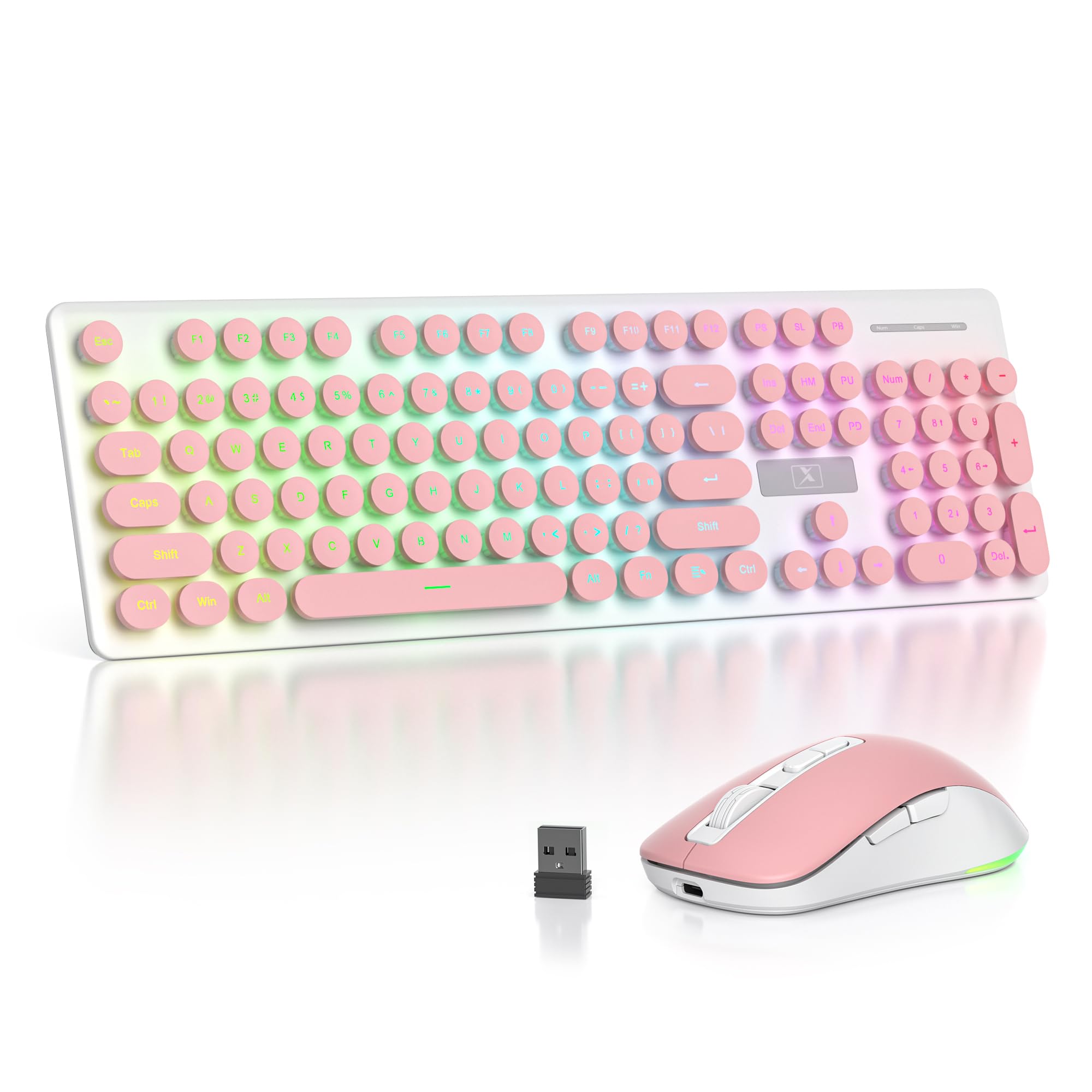 Vumilstek Backlit Pink Keyboard and Mouse