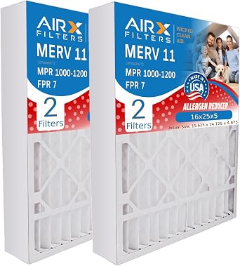 AIRX FILTERS WICKED CLEAN AIR. 16x25x5 Air Filter MERV 11 Compatible with Ultravation 91-005 Replacement Filter MERV 11