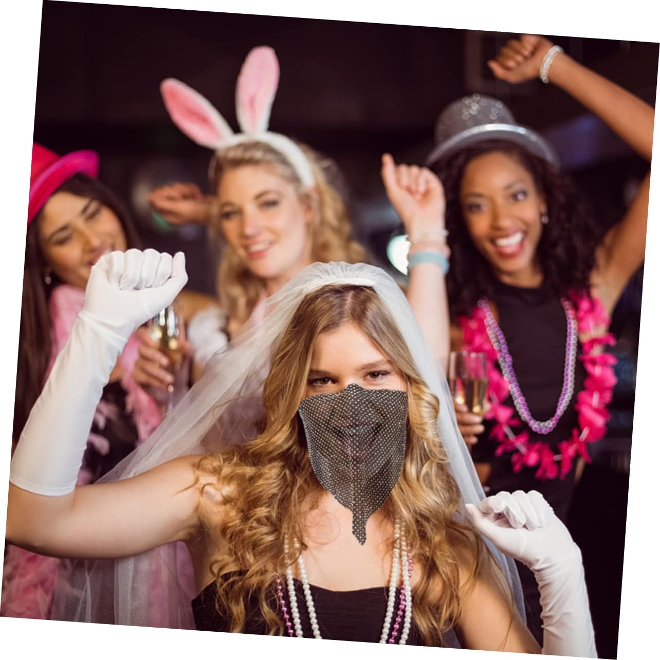 TOGEVAL Diamond Half Face Mask Decorative Party Creative Masks for Party Supplies