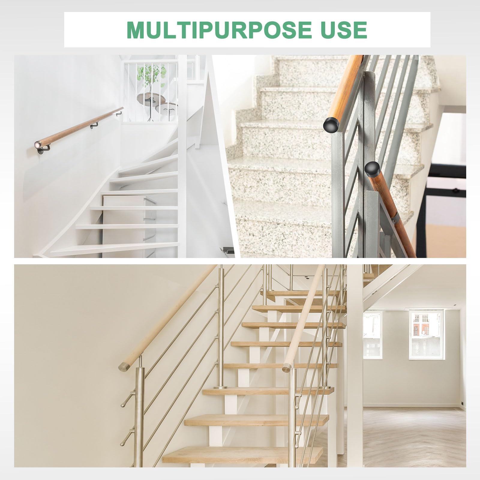 M METERXITY Paquete de 8 tapas de extremo de pasamanos, 50 mm de diámetro interior, tapas redondas de acero inoxidable para muebles/escaleras, cubierta de extremo de tubo de barandilla [tono dorado]