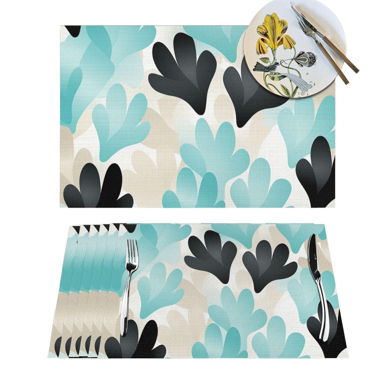 Set de table pour mariage et fêtes de vacances à motif tissé noir et bleu