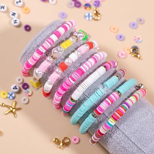 Miniatura 6 de Ybxjges Kit de 22400 cuentas de arcilla para hacer pulseras, kit de cuentas de arcilla polimérica de 168 colores, cuentas heishi planas para niñas