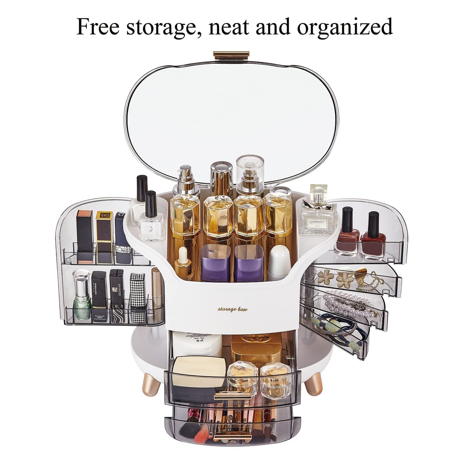 Make Up Aufbewahrung Cosmetic Organizer Kosmetik Schminktisch mit Deckel Schubladen Grosse Kapazität