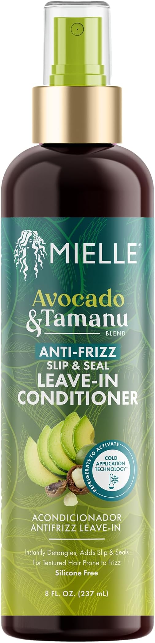Avocado & Tamanu Hair Leave In Conditioner Spray for Frizz Control - Smoothing Detangler & Anti Frizz Treatment for Dry, Damaged Styles - Nourishes Scalp for Soft, Shiny Strands - 8 oz