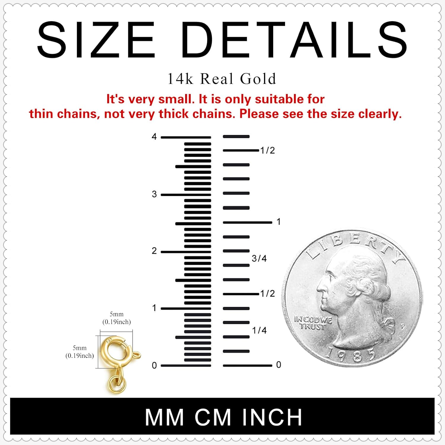 14K Yellow Gold 1"/2"/3"/4"/5" Necklace Extender Chain 14K Gold with Double Spring Clasp, Real 14K Gold Necklace Extender Bracelet Anklet Extension Chain, Bracelet Extender 14K Gold