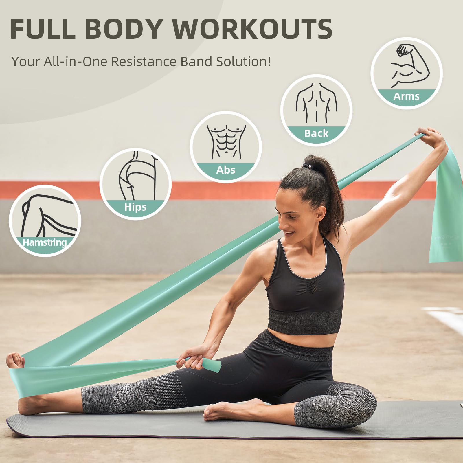 Mayitr 5pcs Latex Stretching Loop Bands Set Home Gym Fitness Yoga Resistance Bel