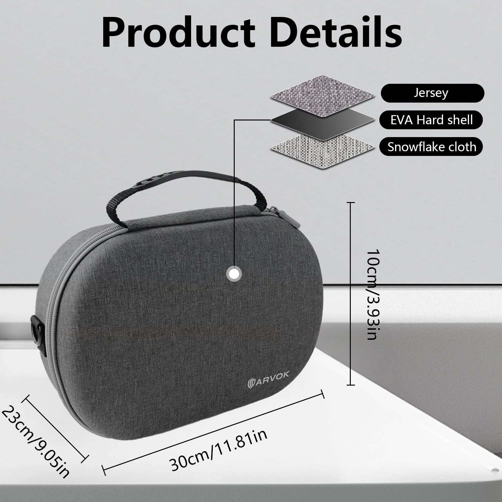 Arvok Harte Tragetasche für Apple Vision Pro und Zubehör, Anti-Drop VR Gaming Headset Tasche, Wasserfeste Großer Space Eva Hartschalenkoffer Schutz Tasche Tragbare VR-Koffer, Grau