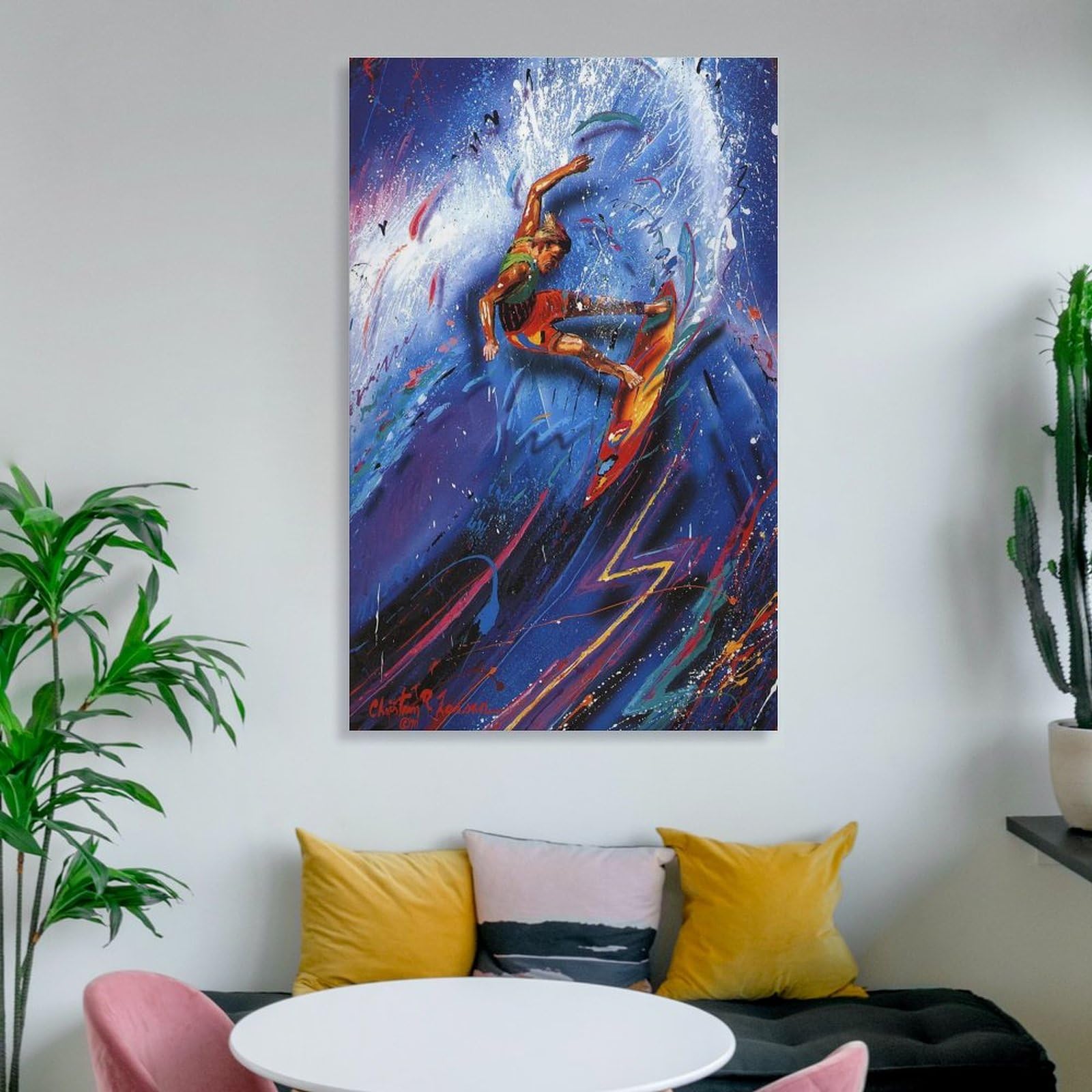 クラウン 油彩画 装飾フレーム付き