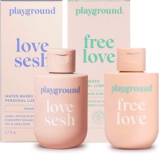 Playground Free Love and Love Sesh Water-Based Personal Lubricant Bundle, Natural Ingredients, Latex Safe, 3.7 Fl. Oz. Each
