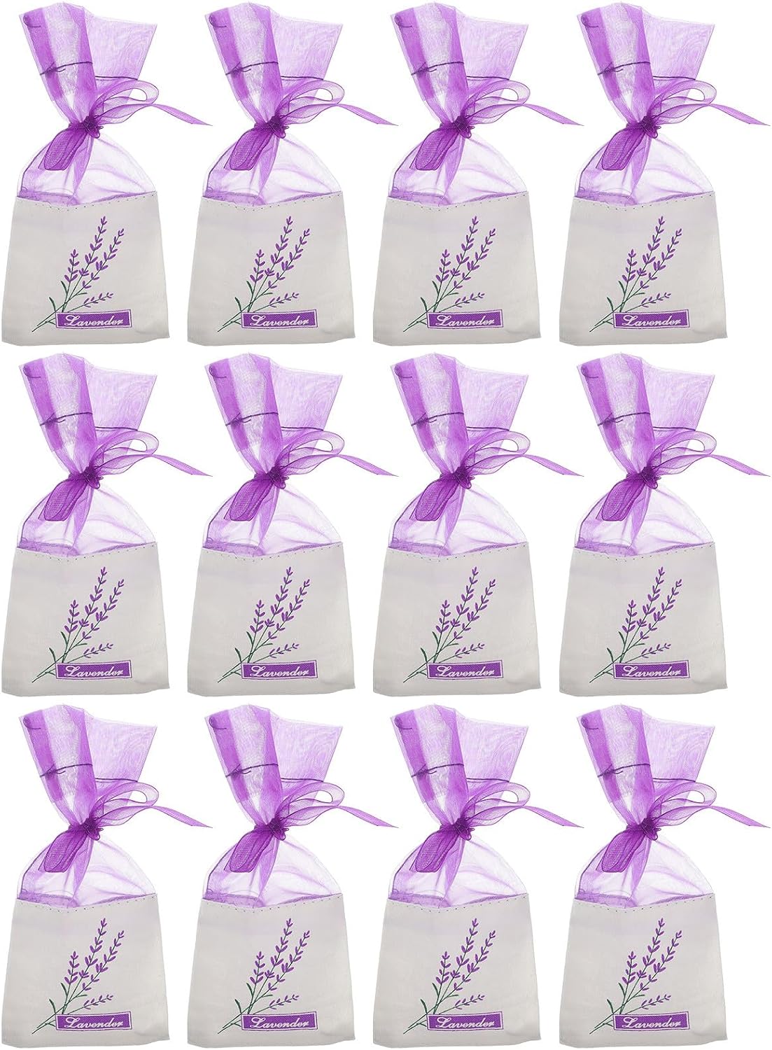 STOBAZA Deep Purple Lavender Sachet Bags 12pcs, Portable Empty Fragrance Bags with Dried Lavender for Home, Closet, and Car Aromatic Freshening