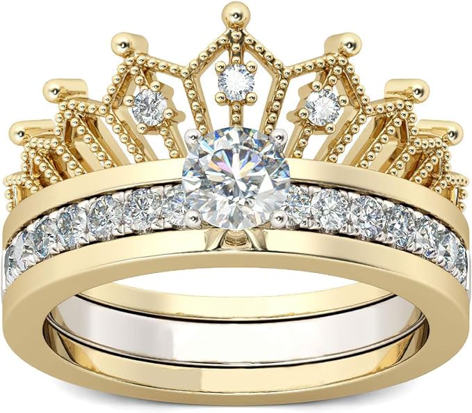 FMJIUGE Anillo de corona apilable simple para mujer, anillo de princesa ...