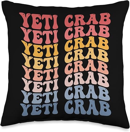 Yeti Crab Gifts Yeti Crab Groovy - Almohada retro, 16 x 16 pulgadas, multicolor