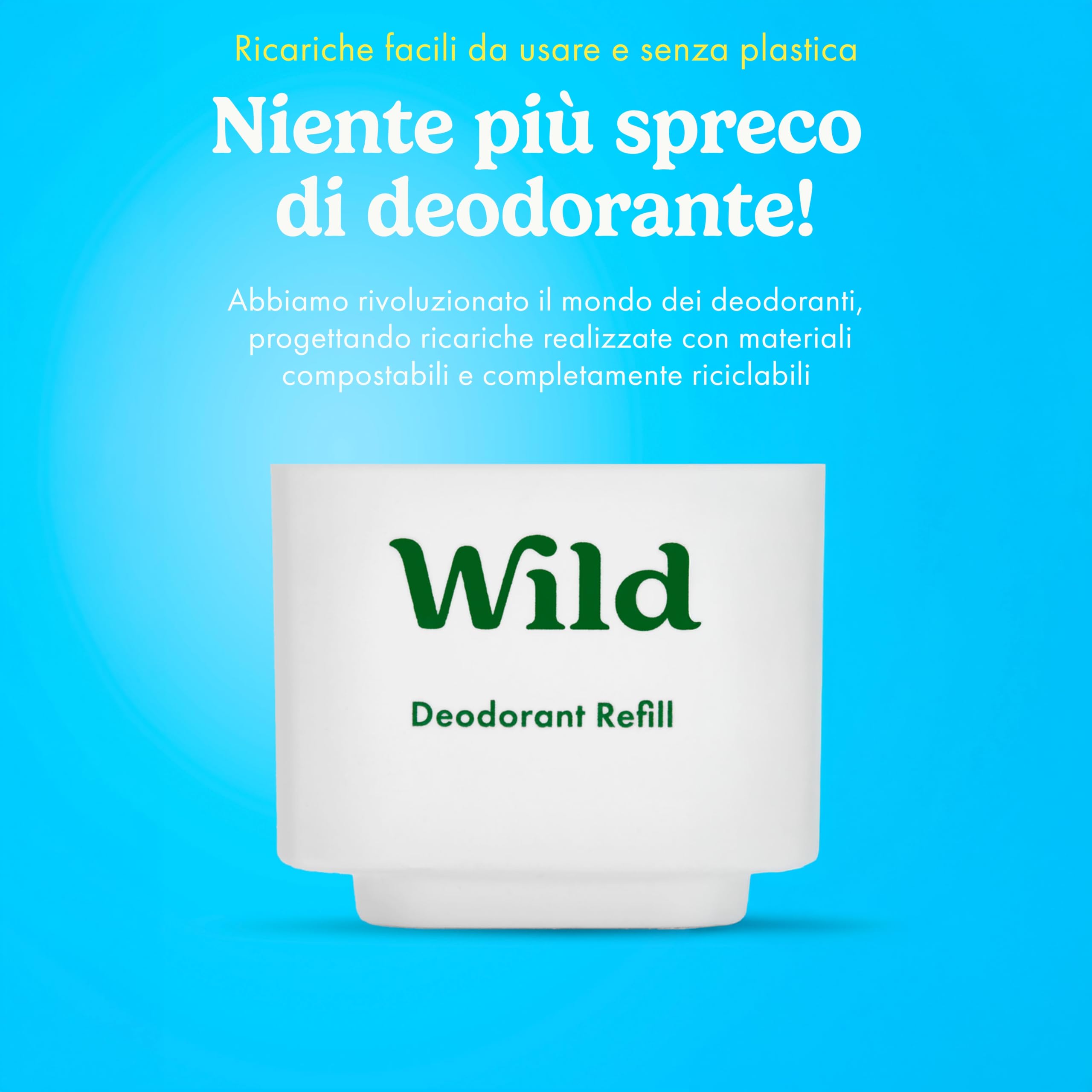Starter pack deodorante naturale ricaricabile Wild 0% alluminio - Contenitore stampa Api e 5 ricariche da 40g con varie fragranze fresche - 24h di protezione dagli odori -Vegano e delicato sulla pelle