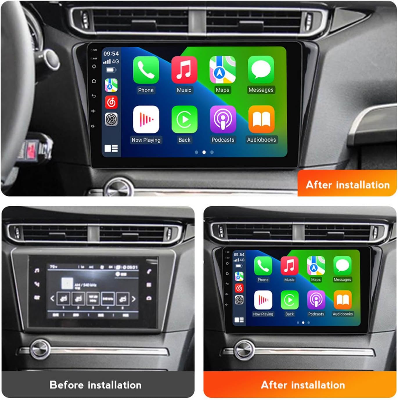 9 Inch Android Car Stereo for Peugeot 408 2014-2018 with GPS Navigation, CarPlay & Android Auto, Bluetooth WiFi Mirror Link Multimedia Radio Player
