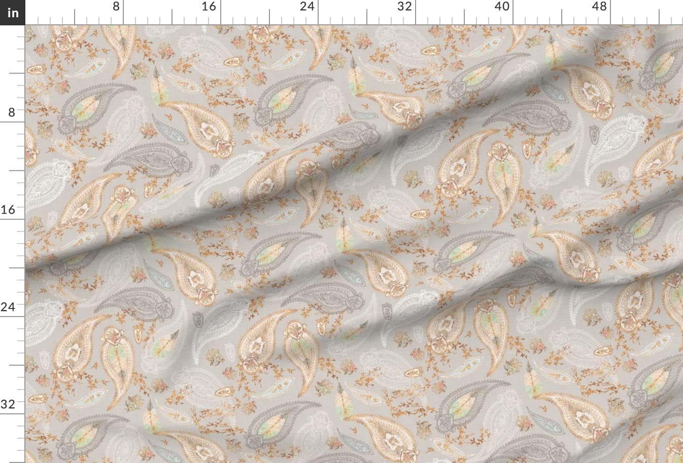 Spoonflower Fabric - Boho Paisley Gold Roses Peony Bohemian Antique Chevron Floral Damask Printed on Minky Fabric by The Yard - Sewing Baby Blankets Quilt Backing Plush