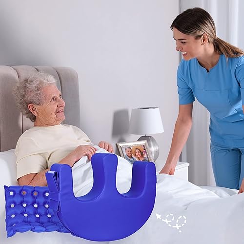 Miniatura 7 de SEABIRD Dispositivo de giro para pacientes, cojín inflable de gofres para úlceras por presión, almohada giratoria multifuncional con correa,