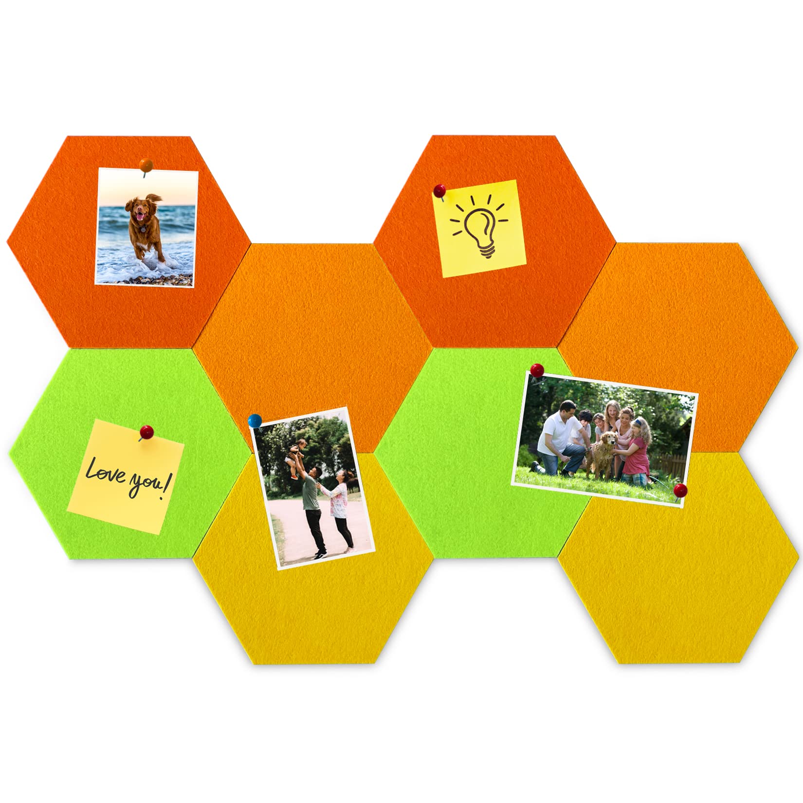 HULAVO 8Pcs Hexagon Felt Cork Board Tiles, Self Adhesive DIY Bulletin Board Pin Board for Office School Home Wall Decor Stickers Memos Photos Display