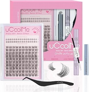 uCoolMe Venus 8-16mm Natural Wavy Lash Clusters Kit with 5-6mm Lower Lashes - Wide Wingspan Invisible Thin Lash Strip