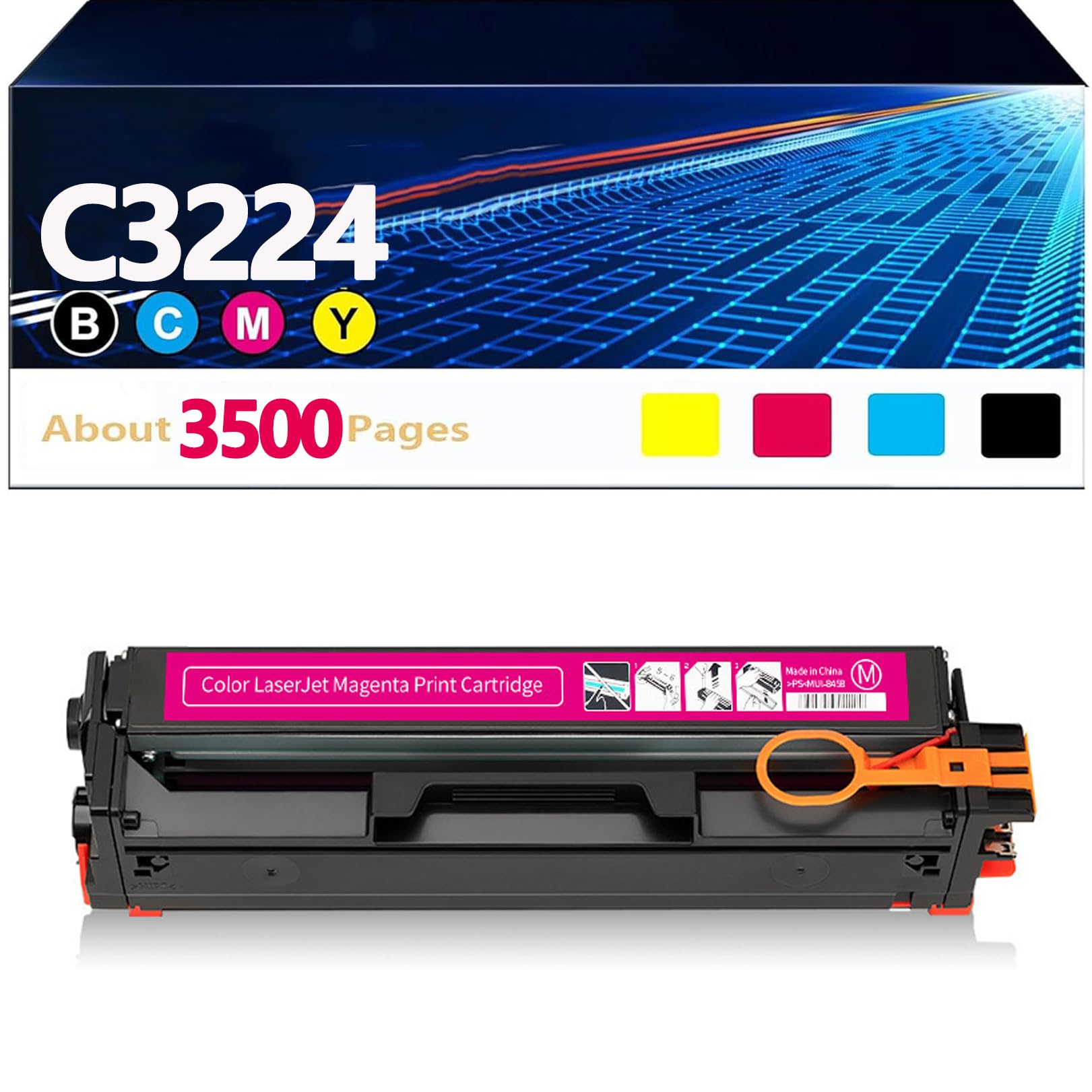 MC3224 Toner Cartridge Black/Cyan/Magenta/Yellow C3210C0 C3210K0 C3210M0 C3210Y0 High Yield Toner Cartridges C3224 Replacement for Lexmark C3224 C3326