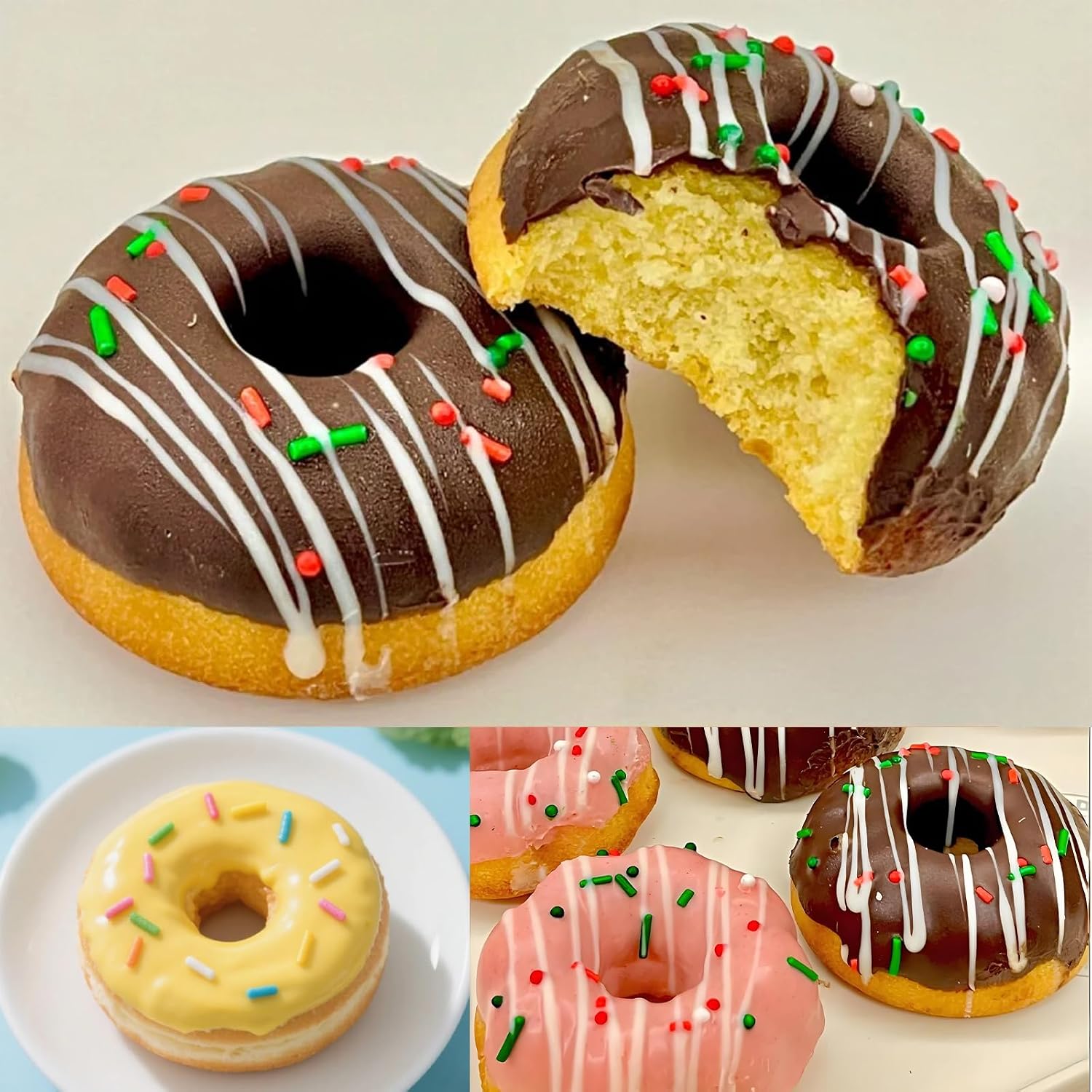 Silicone Donut Molds, 6-Cavity Nonstick Donut Baking Pan for Donuts, Bagels, Cake, Biscuit, Muffin, Cornbread, Brownie, Mousse