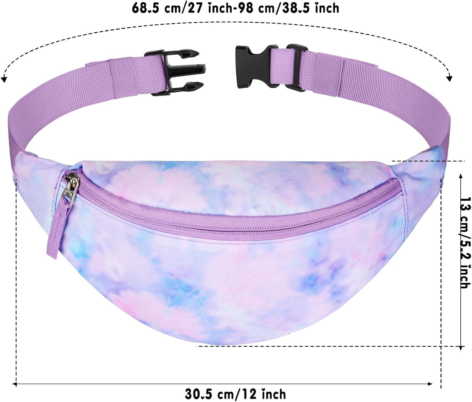 Tie Dye Kids Fanny Pack for Girls, Travel Small Waist Bag Crossbody Belt Bag for Teen Girls Toddler Cute Fanny Bag, Purple - Image 2