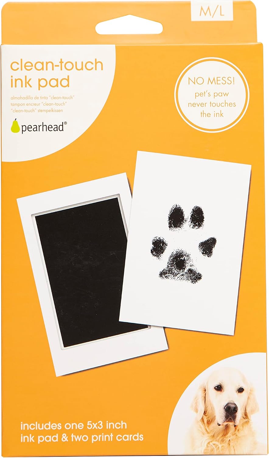 Pearhead Pet CleanTouch Ink Pad, Medium/Large, Black Ink