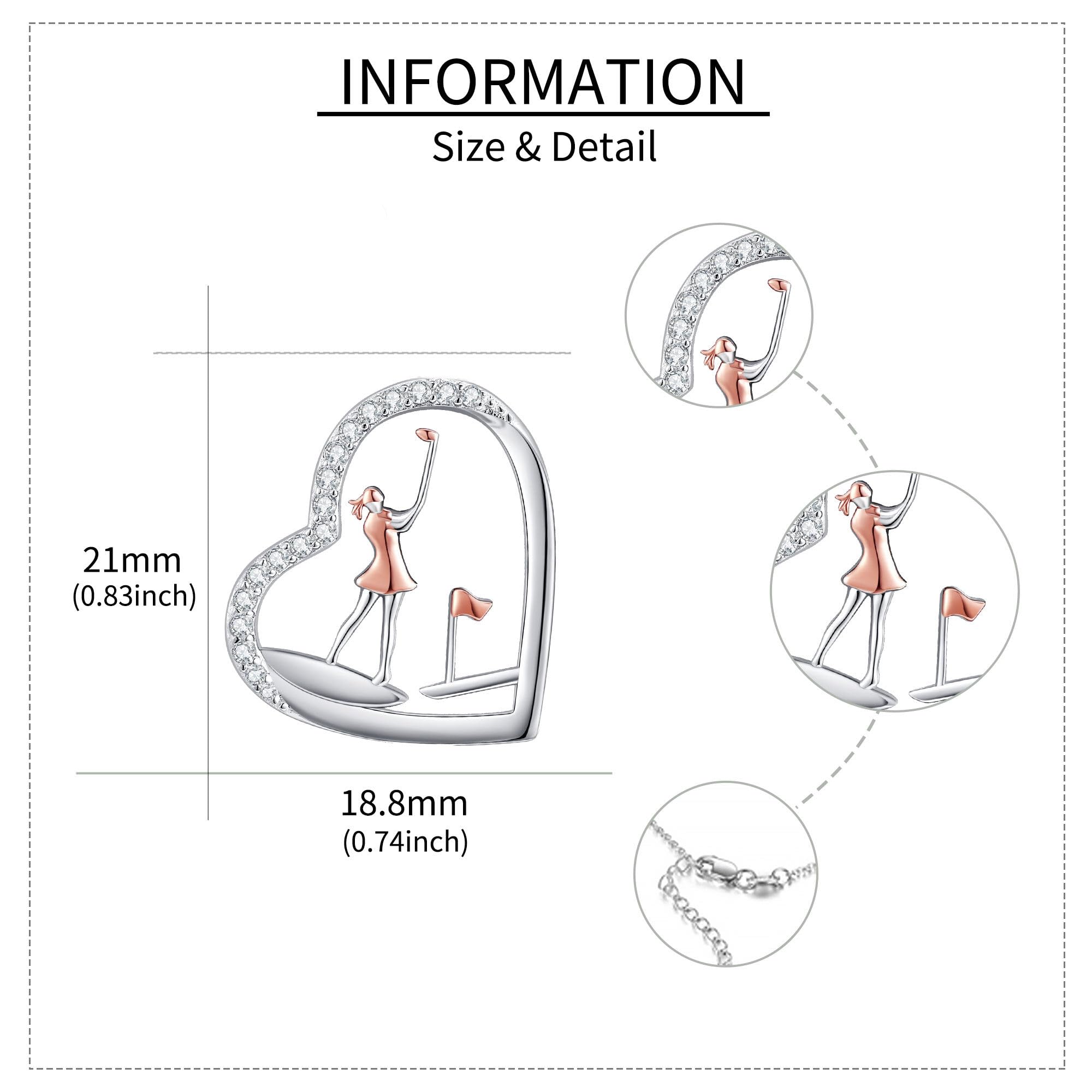 JERWLI Sportkette Sterlingsilber für Cheerleader/Gymnastik/Ballett/Golf Halskette Sport Schmuck Geschenk für Frauen