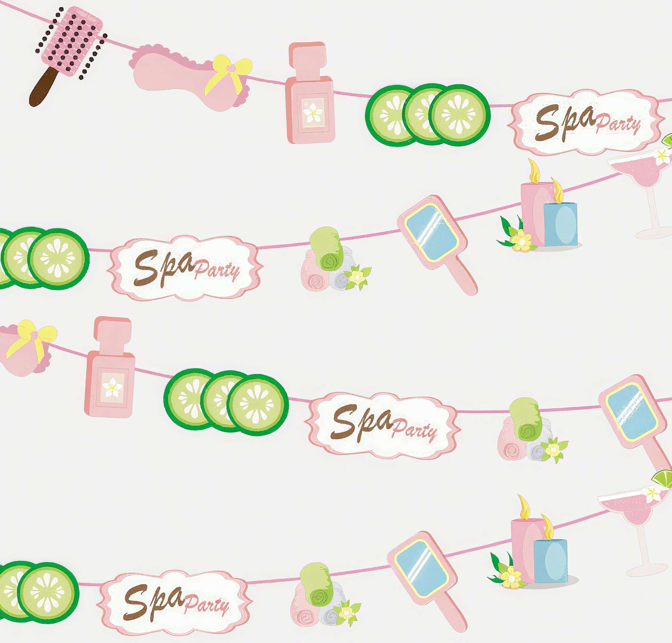 KSHGTB Spa Party Decorations, 2M Pre-Strung Pink Girly Bunting, 9 Flags Sleepover Party Supplies for Girls, Slumber Makeup Theme Celebration Decor
