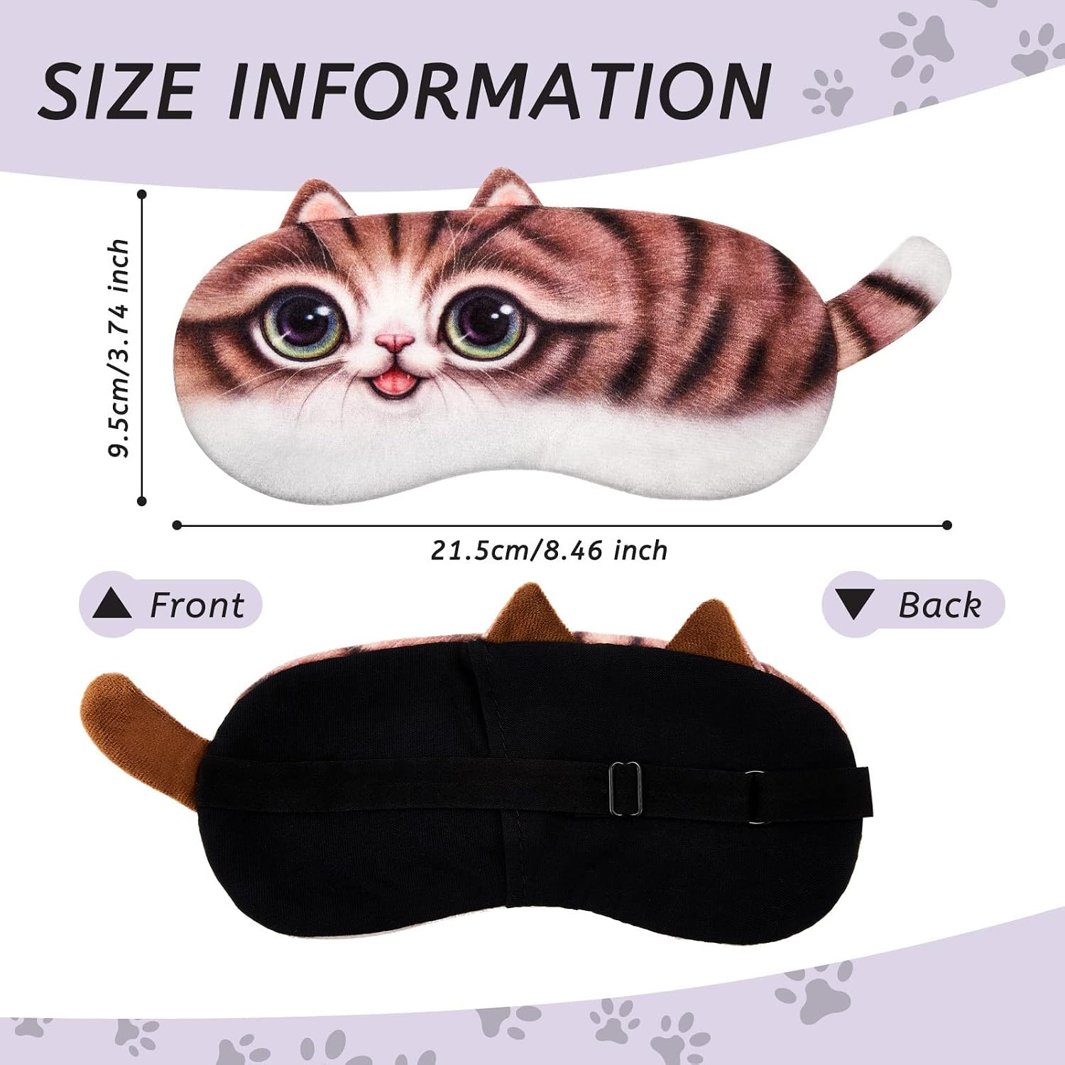 Haysandy Cute Eye Mask for Sleeping 3 Pieces Cartoon Fox Cat Dog Face Cover Funny Animal Soft Lightweight Night Sleep Masks Kitty Blindfolds Women Men Kids (Stylish Style), Pack of 1