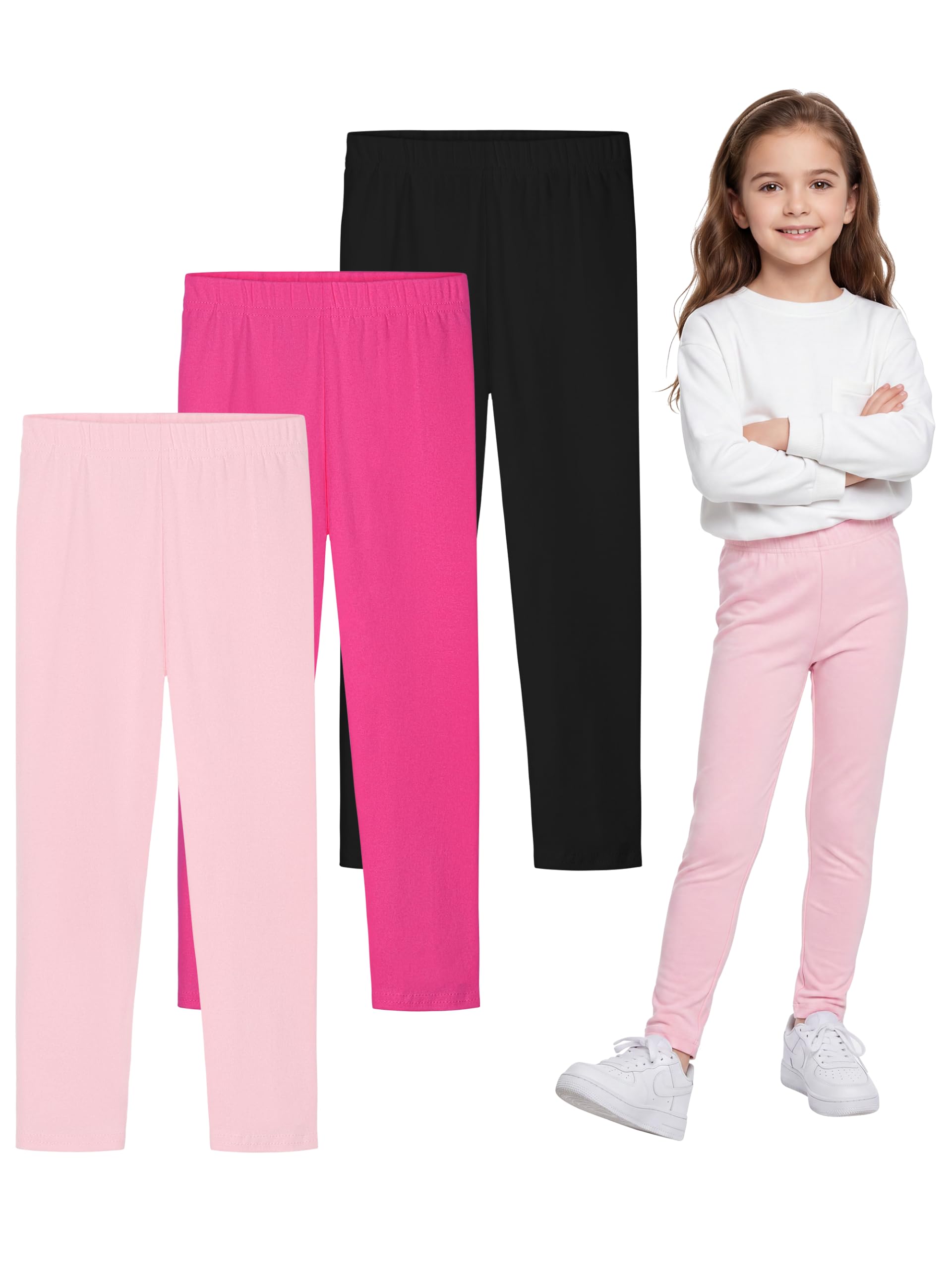 Resinta 3 Pack Girls Cotton Leggings