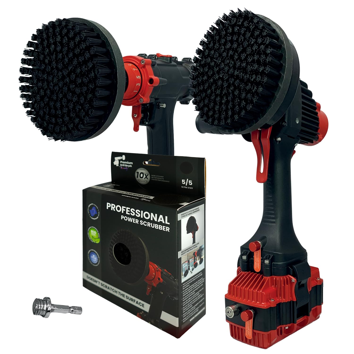Kornely Black Premium Drill Brush Professional– 2In1 For Drill & Angle Grinder Ultra-Stiff 15Cm | Scratch-Free Heavy-Duty Cleaning Brush For Concrete, Brick, Stone, Metal, Masonry, Grills, Rust
