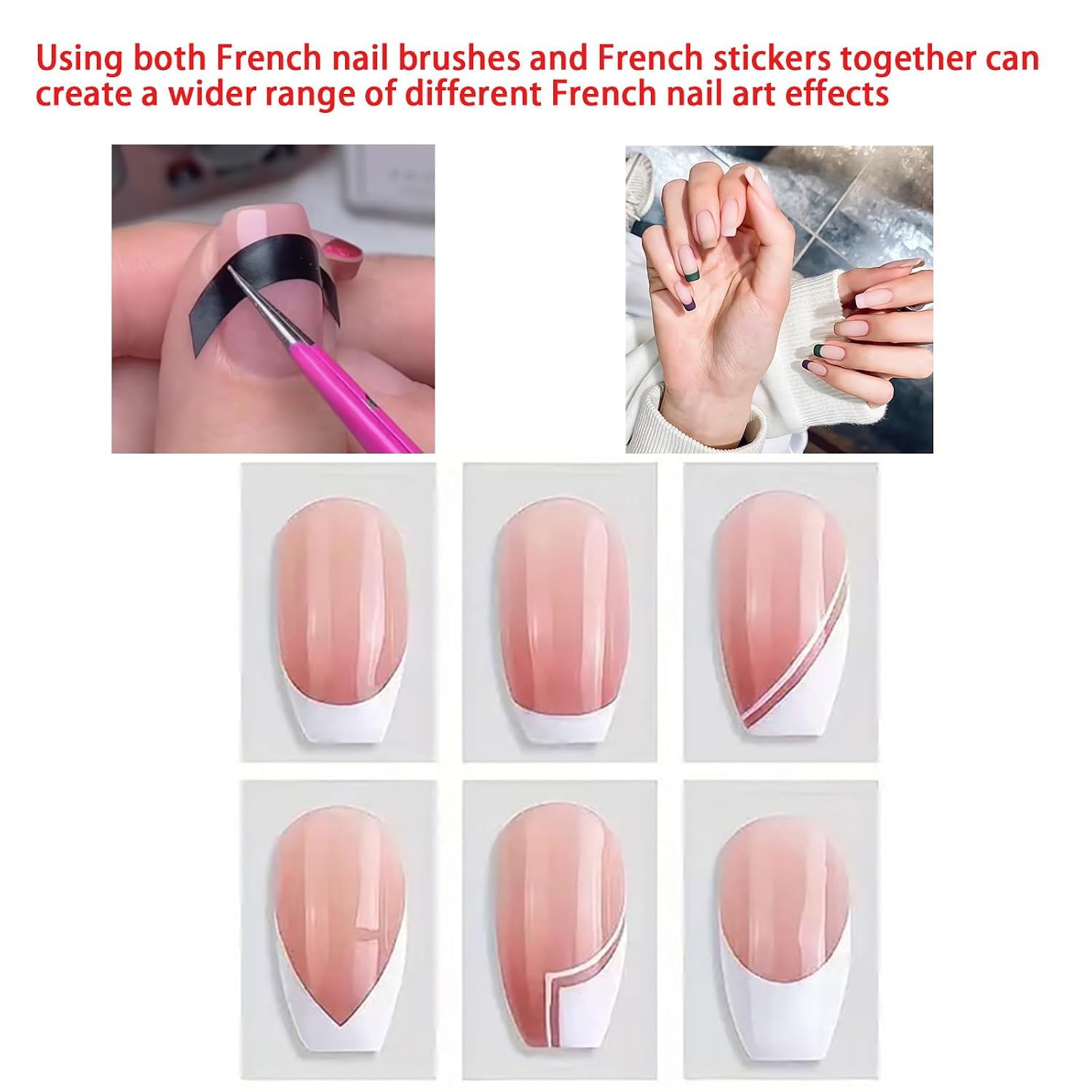 Nail Art Brush Set, Pink and Silver,Nail Brush and French Tip Brush,Professional Nail Design Tool for Manicure and Nail Decoration 2 PACK