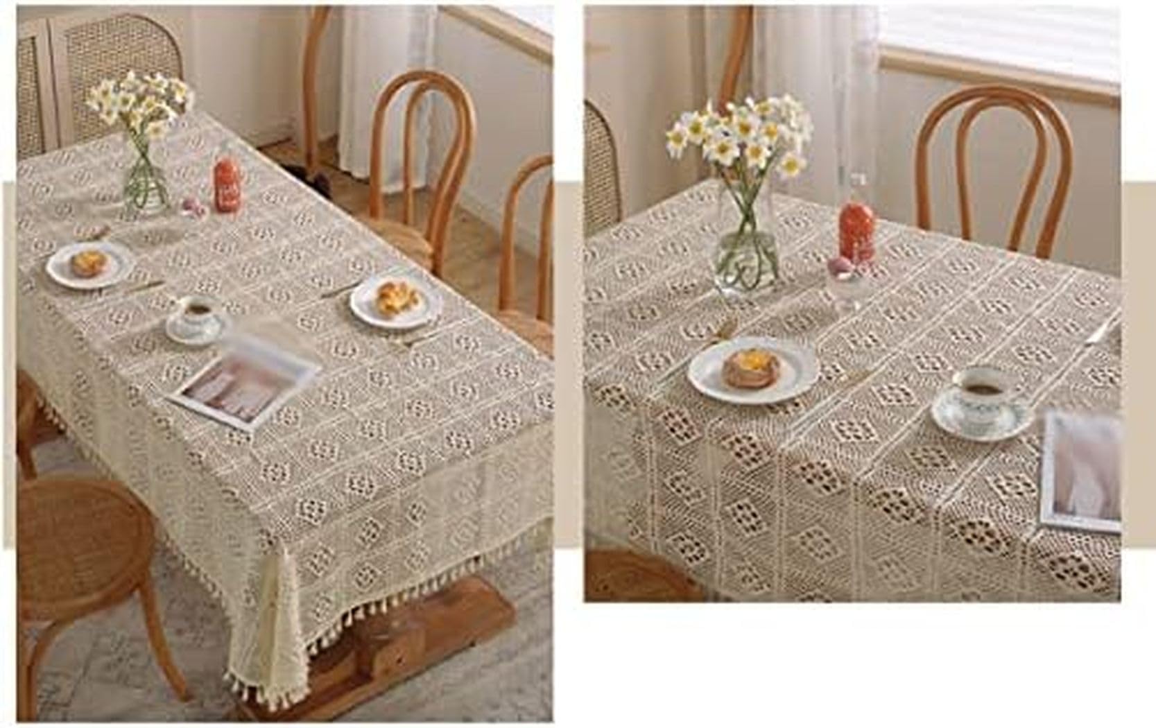 Amazon｜刺繍レース テーブルクロス 長方形 北欧 食卓テーブル