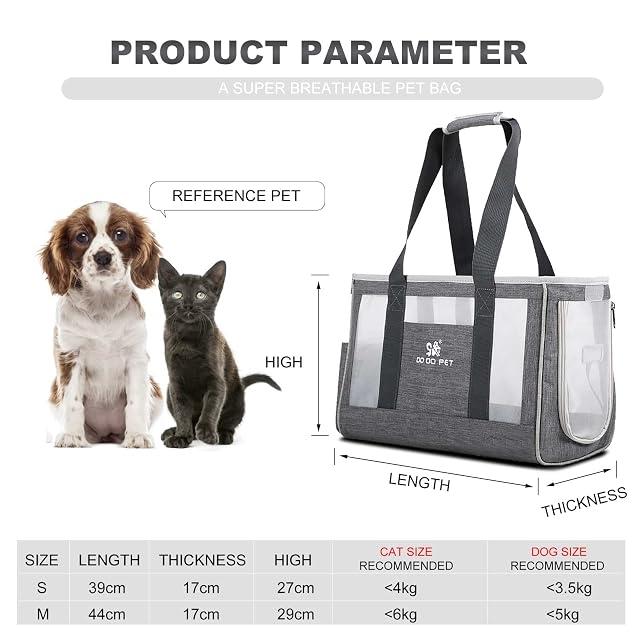 Foto 3 de 8 de PETCUTE Transportin Gato Perro,Respirable Bolsa Transporte Transpirable para Mascota con Correa de Seguridad…