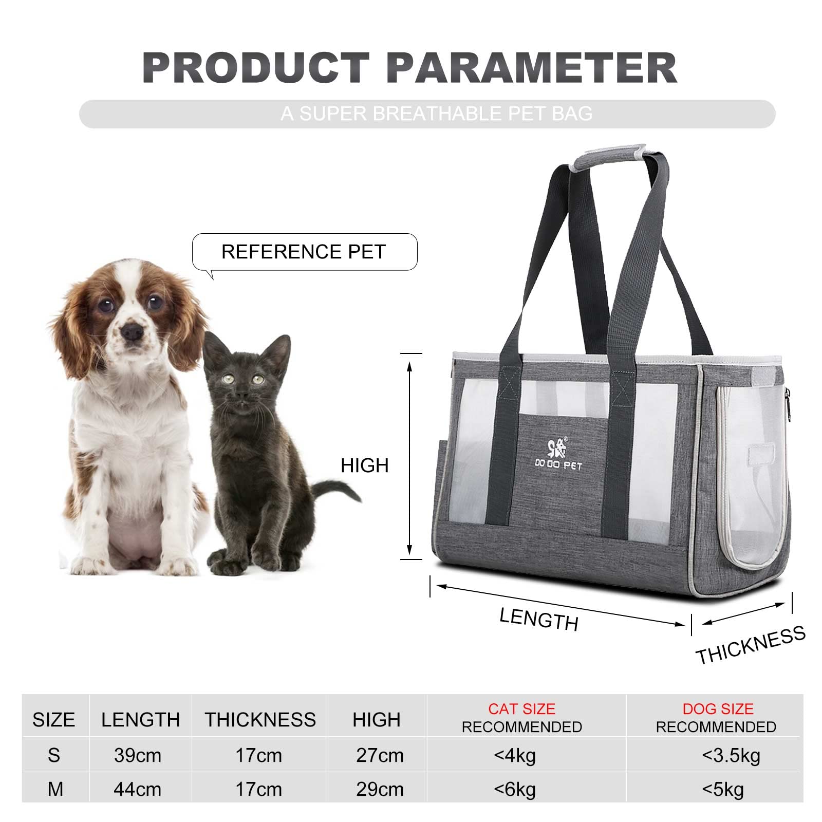 PETCUTE Transportin Gato Perro,Respirable Bolsa Transporte Transpirable para Mascota con Correa de Seguridad Interior,Transportín Perro Pequeño con Colchoneta Removible,Aerolínea Aprobada