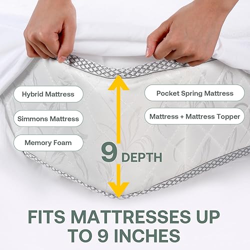 Miniatura 3 de WINKAURA Protector de colchón individual XL de 9 pulgadas de profundidad, funda de colchón con somier, impermeable, suave, transpirable, ideal para